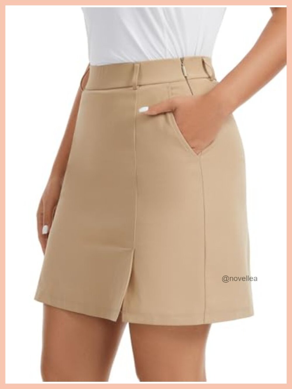 18" Knee Length Golf Skort with Pockets Side Zip Slit Tennis Pickleball Active